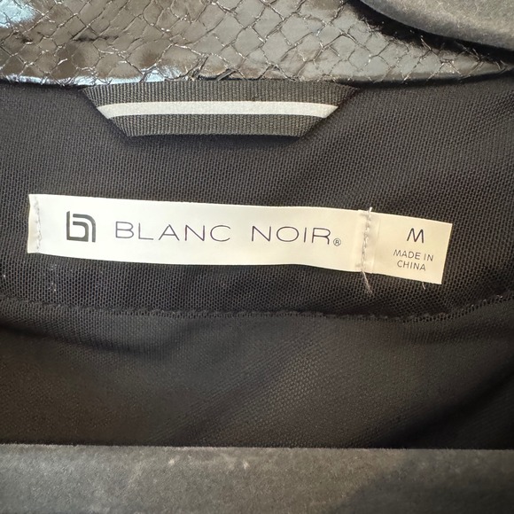 blanc noir Jackets & Blazers - Blanc Noir Womens Black Quilted Snakeskin Moto Jacket Mesh Lace Up Back